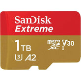 SanDisk 1TB Extreme microSDXC UHS-I Memory Card with Adapter - Up to 190MB/s, C10, U3, V30, 4K, 5K, A2, Micro SD Card- SDSQXAV-1T00-GN6MA, Gold/Red | SDCard1TB |