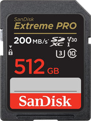 Sandisk 512GB SD Extreme Pro SDXC UHS-I Memory Card Works with Sony ZV-E10, A7 IV, ZV-E10 II Alpha Camera (SDSDXXD-512G-GN4IN) C10 Bundle with (1) Everything But Stromboli Micro & SD 3.0 Card Reader