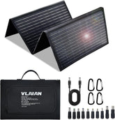 60W Portable Solar Panel,60 Watt Foldable Solar Panels Chargers with QC3.0 USB-A USB-C DC5521,IP67 Waterproof Power Emergency for Small Power Station Camping Hiking Outdoor