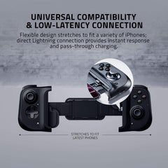 Razer Kishi Mobile Game Controller/Gamepad for iPhone iOS: Works with most iPhones β X, 11, 12, 13, 13 Max - Apple Arcade, Amazon Luna, Google Stadia - Lightning Port Passthrough - MFi Certified