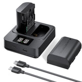 2-Pack LP-E6P Batteries & 20W Fast Charger Set - for Canon EOS R6 Mark II,R5 Mark II, R5, R6, R, R7,5D/6D Mark II/III/IV,5Ds,90D,80D Cameras - Real 2400mAh Capacity, USB-C Fast Charging