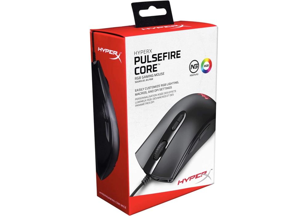 HyperX Pulsefire Core - RGB Gaming Mouse, Software Controlled RGB Light Effects & Macro Customization, Pixart 3327 Sensor up to 6,200DPI, 7 Programmable Buttons, Mouse Weight 87g,Black HyperX Pulsefire Core - RGB Gaming Mouse, Software Controlled RGB Light Effects & Macro Customization, Pixart 3327 Sensor up to 6,200DPI, 7 Programmable Buttons, Mouse Weight 87g,Black