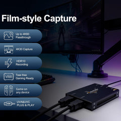4K Capture Card - 4K60Hz Loop-Out for Lag-Free Gaming & 4K30Hz USB 3.0 Capture - UVC/UAC Plug & Play for OBS, Zoom, Twitch - HDMI to USB Capture Card for PS5 Xbox DSLR Switch UC1218B-4KS
