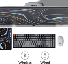 K4 96% Layout 100 Keys Wireless Bluetooth 5.1/Wired USB Mechanical Gaming Keyboard with Keychron Super Brown Switch White LED Backlight N-Key Rollover for Mac Windows PC-Version 2