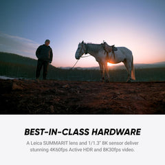 Ace Pro 2 Arctic White Limited Edition - Xplorer Bundle Moonlight Silver 8K Camera Co-Engineered with Leica, 1/1.3" Sensor, Dual AI Chip, Leading Low Light, Flip Screen & AI Editing