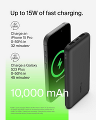 Belkin Portable Charger, USB-C Power Bank 10000mAh - Black