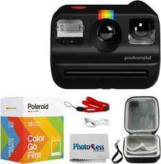 Go Generation 2 Instant Film mini Camera (Black) Bundled with Polaroid GO Color Film Double Pack, Hard Carrying Case, Lens Cleaning Cloth