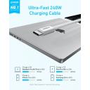 Anker Zolo USB C to USB C Cable, Braided and Dirt-Free Type-C Fast Charging Cable, Slim Connector, for iPhone 17 Series, MacBook (240W) (White, 3.3 FT) - 18 Month Warranty