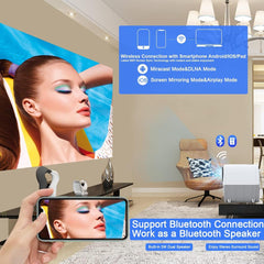 WayGoal HD 1080p Native (1920 x 1080) Wireless Portable Projector w/ WiFI Mirror Function, Electric Focus Mode, Bluetooth 6W Speakers, Up To 250 inch, Up to 50,000 Hours Lamp Life, Multi Formats Support - CompuMe