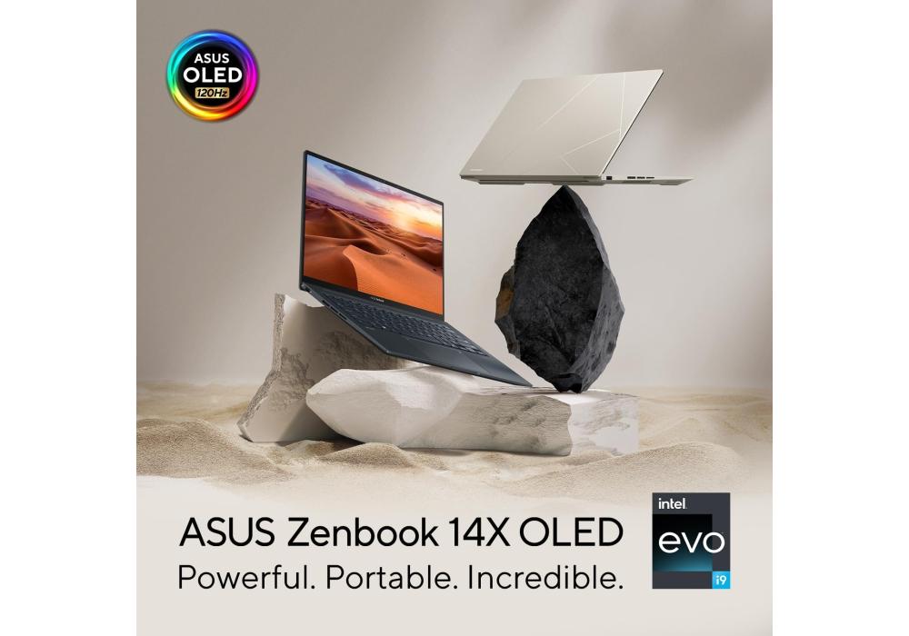 ASUS Zenbook 14X OLED Intel Evo™ Platform Core i9-13900H Processor 14-cores 16GB LPDDR5 14.5" 2.8K 120Hz VESA CERTIFIED Display HDR With Windows 11 Home - Sandstone Beige ASUS Zenbook 14X OLED Intel Evo™ Platform Core i9-13900H Processor 14-cores 16GB LPDDR5 14.5" 2.8K 120Hz VESA CERTIFIED Display HDR With Windows 11 Home - Sandstone Beige