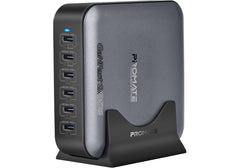 Promate PowerBase-GaN285 285W GaN Charging Station, 6-Port USB-C Desktop Charger with PPS, 100W/65W/30W Outputs, Overheat Protection, Stand and 1.5M Cable, for MacBook, iPhone, Galaxy UK