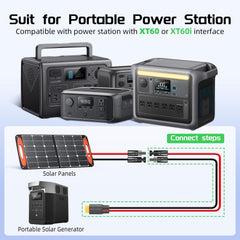 10 Feet Solar to XT60 Extension Cable, 12AWG Solar Panel Connector to XT60 Charge Adapter for Connecting to Portable Power Station, RV, EcoFlow, Anker, BLUETTI & Generator