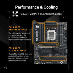 AMD Ryzen 9 9950X3D CPU Processor with ASUS TUF Gaming X870E-PLUS WIFI7 ATX Motherboard (DDR5, PCIe 5.0 x16, 4X M.2 Slots, WiFi 7, 2 x Type-C USB4)