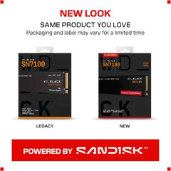 WD_Black SN7100 2TB NVMe SSD - Gen4 PCIe, M.2 2280, Up to 7,250 MB/s Read Speed, Up to 6,900 MB/s Write Speed, Next Gen TLC 3D NAND, for Laptops, Handheld Gaming Devices - WDS200T4X0E