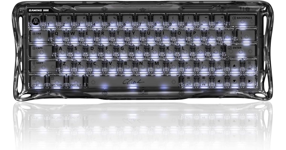 GravaStar Mercury V60 Magnetic Gaming Keyboard, 8000Hz Polling Rate, Rapid Trigger Keyboard with Hall Effect Switches, 0.005mm Precision, Hot-Swappable, RGB, Wired for Windows/Mac - Onyx Crystal