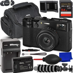 FUJIFILM X100VI Digital Camera (Black) - Bundle Includes: 64GB SDXC Memory Card, Replacement Battery and Charger, Gadget Bag, 8" Gripster & Much More (12pc Bundle)