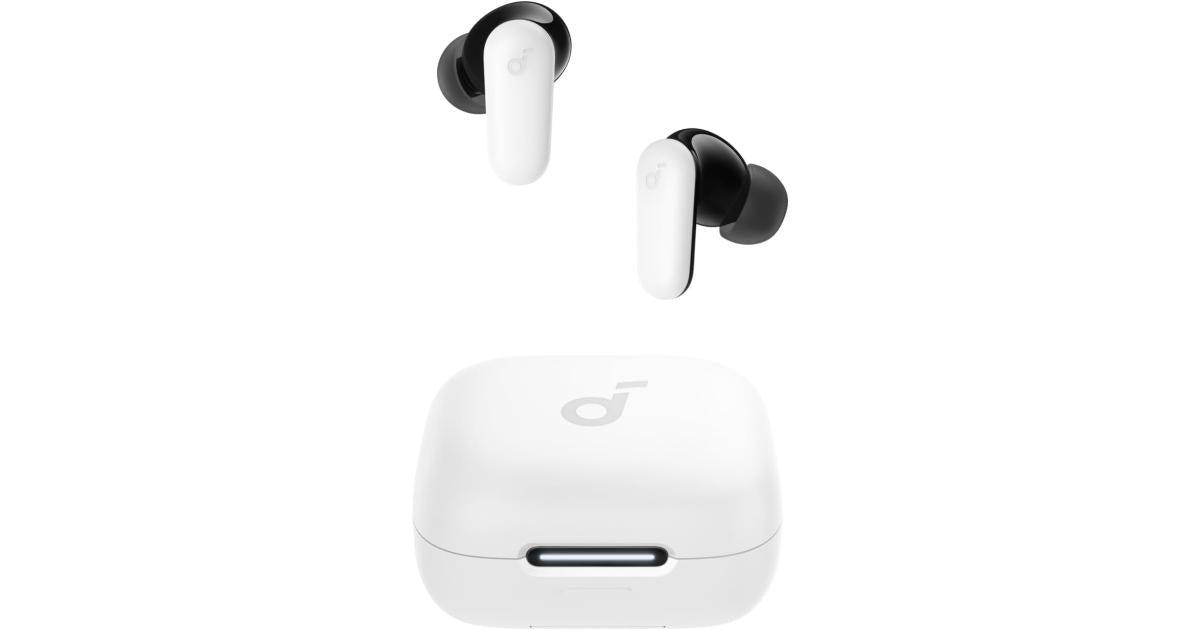 Soundcore R50i NC by Anker Noise Cancelling Earbuds, Strong and Smart Noise Cancelling, Powerful Bass, 45H Playtime, 2-in-1 Case and Phone Stand, IP54, Wireless Earbuds, Bluetooth 5.4 (White)