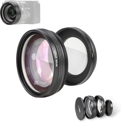 Wide Angle and Macro Lens for Sony ZV-E10 Camera,18mm Wide Angle/ 10X Macro 2-in-1 Attached Lens Kit for Sony ZV-E10 Vlog Camera(WLZ-10)