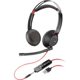 Poly - Blackwire 5220 USB-A Headset (Plantronics) - Wired, Dual Ear (Stereo) Computer Headset with Boom Mic - USB-A, 3.5 mm to connect to your PC, Mac, Tablet and/or Cell Phone | Polyc5520 |