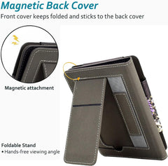 Case for 7"/6.8" Kindle Paperwhite (12th/11th Gen, 2024/2021), Kindle Colorsoft Signature Edition Case, PU Leather Foldable Stand Cover with Hand Strap & Auto Wake/Sleep, Flowers