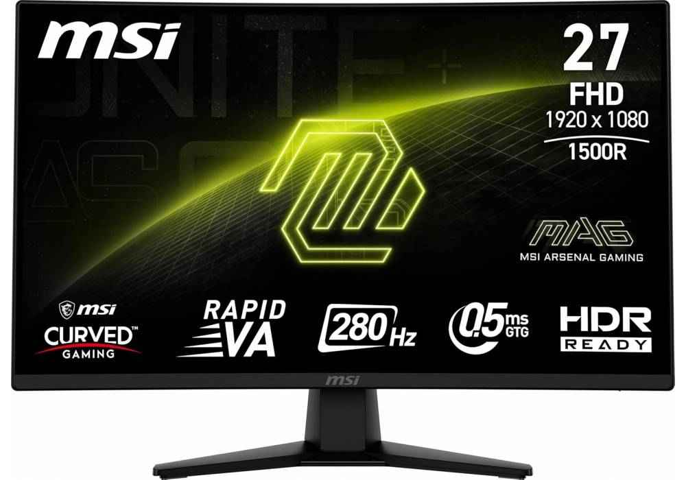 MSI MAG 274CXF 27-inch 1920 x 1080 (FHD) Curved Monitor 1500R, 280Hz, 0.5ms, AMD FreeSync™ Premium, HDMI, DisplayPort, VGA Port, VESA Mountable, Tilt, Slim Bezel, Black - 3 Years Warranty