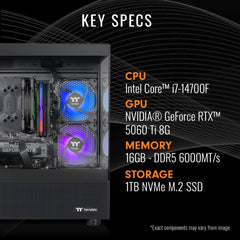 LCGS View i560T-170 Gaming Desktop (Intel Core™ i7-14700F, ToughRam 16GB DDR5 6000MT/s RGB Memory, NVIDIA® GeForce RTX™ 5060 Ti 8G, 1TB NVMe M.2, WiFi, Windows 11) V17B-B76B-56T-LCS