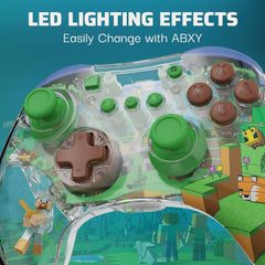 PDP REALMz Wireless Nintendo Switch Pro Controller, Customizable LED, 40 Hour Rechargeable Battery Power,Officially Licensed by Nintendo: Minecraft Steve -Forest Biome