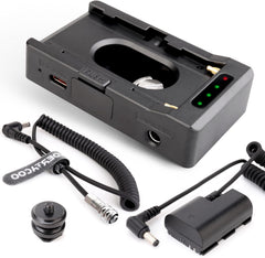 NP-F Battery Adapter Plate + BMPCC 4K and 6K DC Cable and LP-E6 Dummy Battery to Power Blackmagic Pocket Cinema Camera 4K/6K,Compatible with Sony NP-F970 F960 F770 F750 F570 F550 Battery.