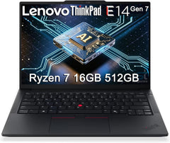 Lenovo ThinkPad E14 Gen 7 Business AI PC Laptop (14" FHD+, AMD Ryzen 7 250 (> Intel Ultra 7 155U), 16GB DDR5 RAM, 512GB SSD), Backlit KB, Fingerprint, 5MP Webcam, Ethernet, Wi-Fi, Win 11 Pro, 2026