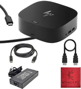 HP Docking Station for Laptop Dual Monitor and Charging - 5TW10AA / 5TW10UT / 5TW10AA#ABB USB-C G5 Dock with 120W AC Adap TER + HDMI Cable + DisplayPort Cable + Cleaning Cloth