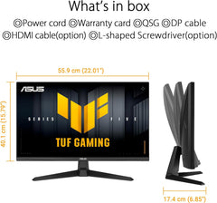 ASUS TUF Gaming VG259Q5A Gaming Monitor: 24.5-inch, Full HD(1920x1080), 200Hz, Fast IPS, ELMB, 0.3ms GTG (min.), Stereo speaker, DisplayWidget Center - Black