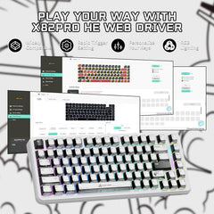 ATTACK SHARK X82PRO HE Wireless Rapid Trigger RGB Mechanical Gaming Keyboard with Adjustable Actuation,2.4G/Wired/BT,8K Polling Rate,Hall Effect Magnetic Switch,5000mAh Battery for PC FPS(White Anime)