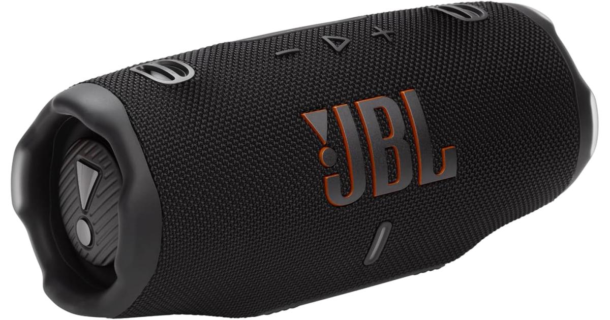 JBL Charge 6 - Portable Waterproof & Drop-Proof Bluetooth Speaker, Bold JBL Pro Sound with AI Sound Boost, 28Hrs of Playtime, Built-in powerbank & Comes with a Sturdy/Removable Carrying Strap (Black)
