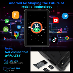 HOTWAV R8 Rugged Tablet Android 14, 10.1 inch HD+ Display 10800mAh Battery, Octa-Core 12GB RAM+128GB ROM, 13MP+5MP Camera IP68/IP69K Waterproof