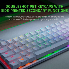 Razer Huntsman Mini 60% Clicky Optical-Mechanical (Purple Switch) Gaming Keyboard - Mercury White