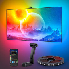 Envisual TV Backlight T2 with Dual Cameras, 16.4ft RGBIC Wi-Fi LED Backlights for 75-85 inch TVs, Double Light Beads, for Home Decorations, Smart App Control, Music Sync