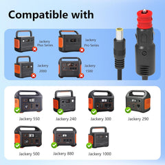 Car Cigarette Lighter Charging Cable for Jackery Portable Power Station Explorer 1000 500 880 550 300 290 240 160 E160 E240 E300 E500 E550 E880 E1000 Solar Generator Charger Cord