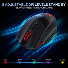 Redragon M923 Wired RGB Optical Gaming Mouse 24K DPI Remapping Keys | Stable Lag-Free Connection, Smooth Precise Tracking, Custom Macro Keybinds, Vibing Backlight, Ergonomic Grip Body Comfort
