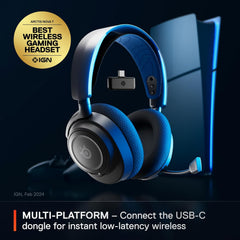 SteelSeries Arctis Nova 7P Wireless Multi-Platform Gaming Headset — Neodymium Magnetic Drivers — 2.4GHz + Bluetooth — 38Hr USB-C Battery — Gen2 AI Mic — PlayStation, PC, Switch, VR, Mobile - Black