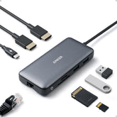 Laptop Docking Station Dual Monitor, 8-in-1 USB C Hub, 4K Dual Monitor with 2 HDMI, 1 Gbps Ethernet Hub, 85W Power Delivery, SD Card Reader, for XPS and More (Charger not Included)