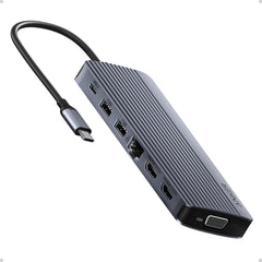 Laptop Docking Station 3 Monitors, 14 in 1 USB C Hub, Triple Display USB C Docking Station with Dual 4K HDMI, 1080p VGA, 80W PD, USB-A/C Data Ports for Dell XPS and More (Charger not Included)