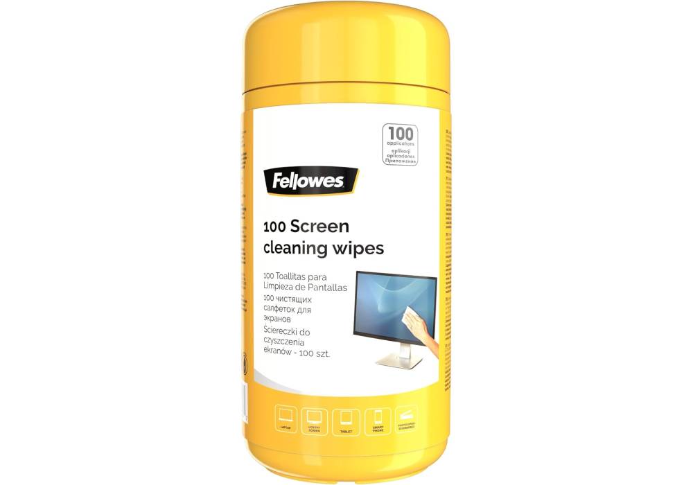 Fellowes 100 Screen and Keyboard Wipes Tub for Home and Office - Monitor/Laptop/iPad/Mobile Phone/Tablet Cleaning Wipes Singular Pack Multi