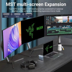 Docking Station for Razer Blade 18 17 16 15 14 Pro 17 Gaming Laptop, 15-in-1 USB C with 360 Β° Rotating Base, 2 * 4K HDMI and 1*DP, 10Gbps USB Port Transfer, RJ45, Audio