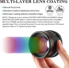 85mm f1.8 Portrait Lens EF/EF-S Mount Camera Lenses for Canon EOS Rebel T8i/T7i/T7/T6i/T5/T3i/T3/T2i/XSi/XS/SL3/SL2/T100/5D Mark IV/6D II/7D 90D 80D 70D 60D 50D 650D 600D 750D 700D 550D 7D II