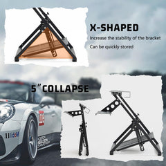 Gazzyt Foldable Racing Wheel Stand Adjustable Racing Cockpit Fit for Logitech R5 R9 G29, for Thrustmaster T248 T500, for Fanatec Sturdy Gaming Stand,Space-Saving Design Wheel and Pedals Not Included