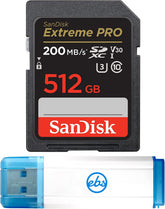 Sandisk 512GB SD Extreme Pro SDXC UHS-I Memory Card Works with Sony ZV-E10, A7 IV, ZV-E10 II Alpha Camera (SDSDXXD-512G-GN4IN) C10 Bundle with (1) Everything But Stromboli Micro & SD 3.0 Card Reader