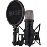 Rode NT1 5th Generation Large-diaphragm Studio Condenser Microphone with XLR and USB Outputs, Shock Mount and Pop Filter for Music Production, Vocal Recording and Podcasting (Black) | NT15thBlk |