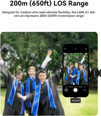 Hollyland Lark A1 Mini Microphone for iPhone & Android,48kHz/24-bit,3-Level Intelligent Noise Cancel,Wireless Microphones for YouTube,Podcast,Tiktok and Vlog (2TX + 2RX + Charging Case,White)
