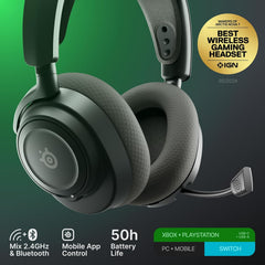 SteelSeries Arctis Nova 7X Wireless Gen 2 Gaming Headset - Real-Time App Control, 50+ HR Play, Neodymium Drivers, Mix 2.4GHz/Bluetooth, Xbox, PC, PS5/PS4, Switch 1/2, Mobile - Black