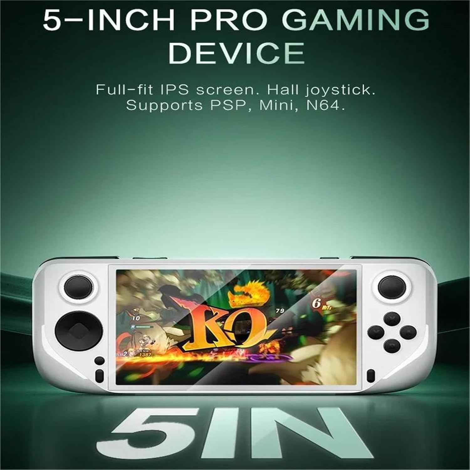 E6 Handheld Game Console Portable Video Game Support 5-inch IPS Screen 60Hz Screen Retro Gamebox 6000 Games Children's Gift(32G White)